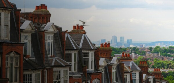 Houses in London overlooking the city