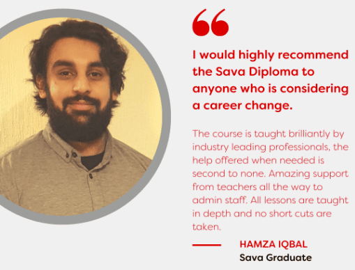 A testimonial from Hamza Iqbal, a Sava Graduate, who has completed the Sava Diploma in Residential Surveying and Valuation