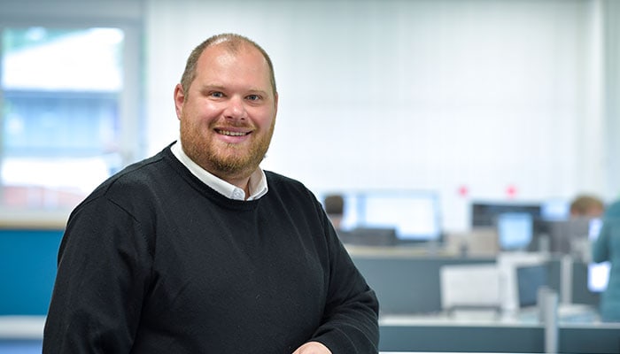 Matt Bailey, Sava's Qualifications Development Manager, photographed in the Sava offices
