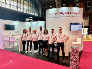 The Sava team at Housing 2022, pictured in front of the Sava Intelligent Energy stand