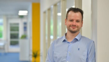 Mark Blundred, Sava's Senior Software Developer, photographed in the Sava offices