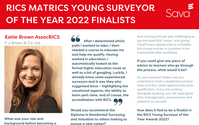 Katie Brown case study for the RICS Young Surveyor of the Year 2022 awards