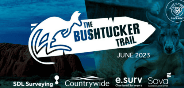 Bushtucker Trail Banner for Surveying Charity, LionHeart.