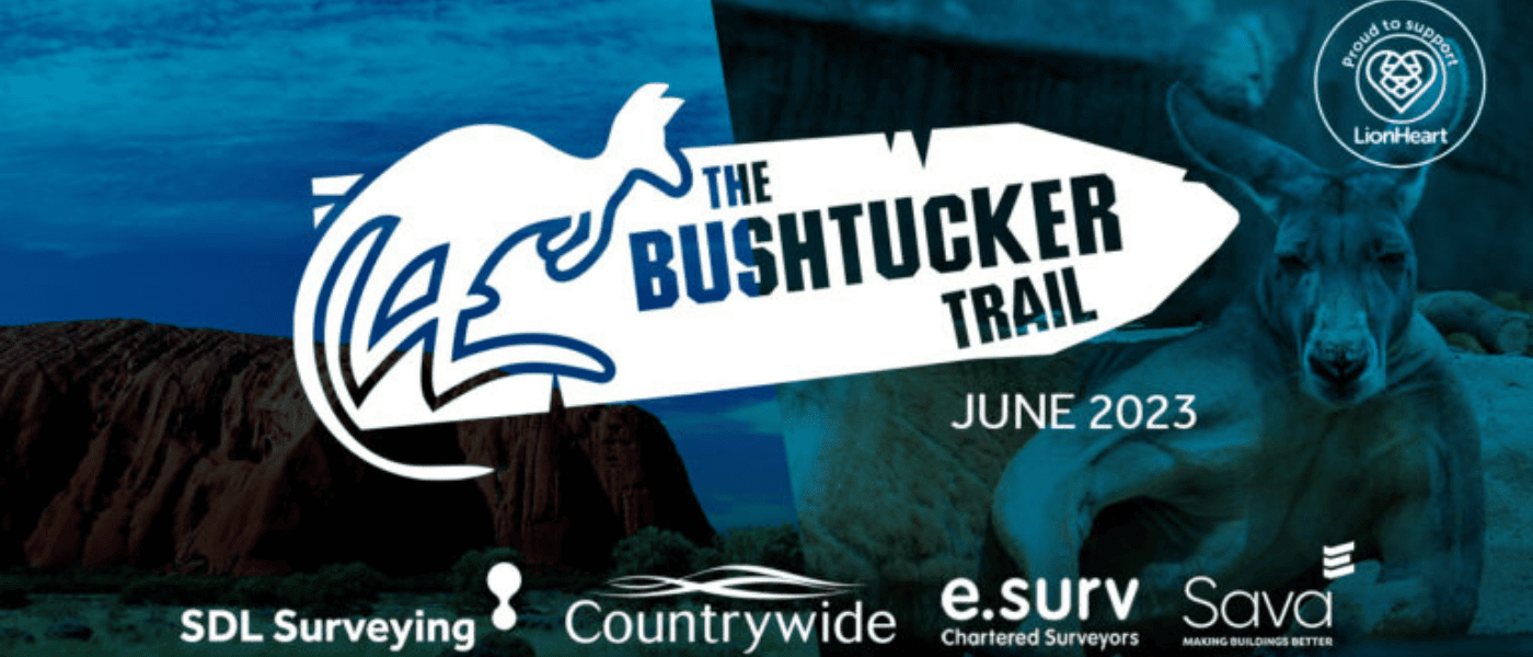 Bushtucker Trail Banner for Surveying Charity, LionHeart.