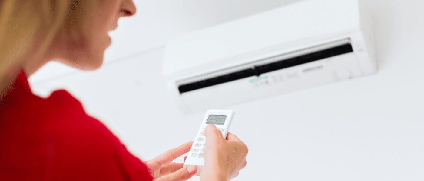 Image shows air conditioning unit used to combat summertime overheating in homes