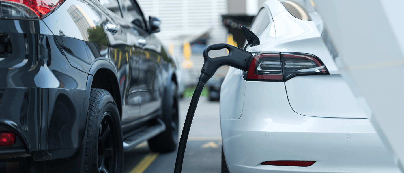 Image shows electric vehicles being charged